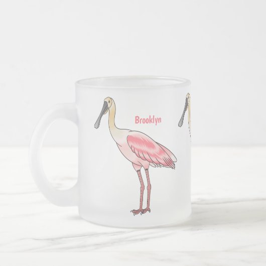 Roseate spoonbill bird cartoon illustration  matglas koffiemok (Links)