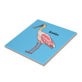 Roseate spoonbill bird cartoon illustration  tegeltje (Zijkant)