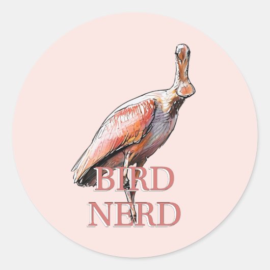 Roseate Spoonbill Bird Nerd Ronde Sticker (Voorkant)