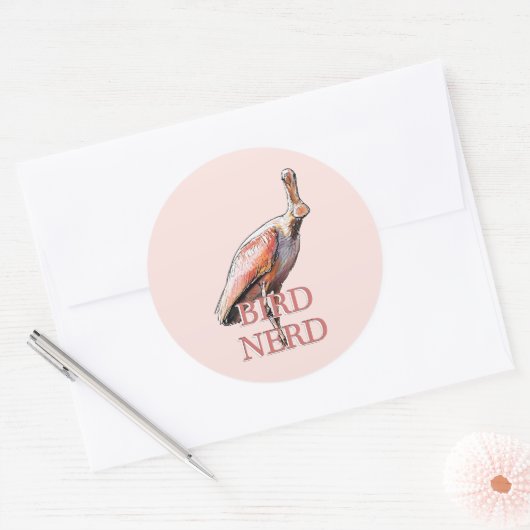 Roseate Spoonbill Bird Nerd Ronde Sticker (Envelop)