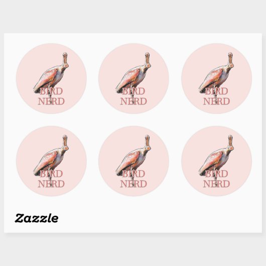 Roseate Spoonbill Bird Nerd Ronde Sticker (Vel)