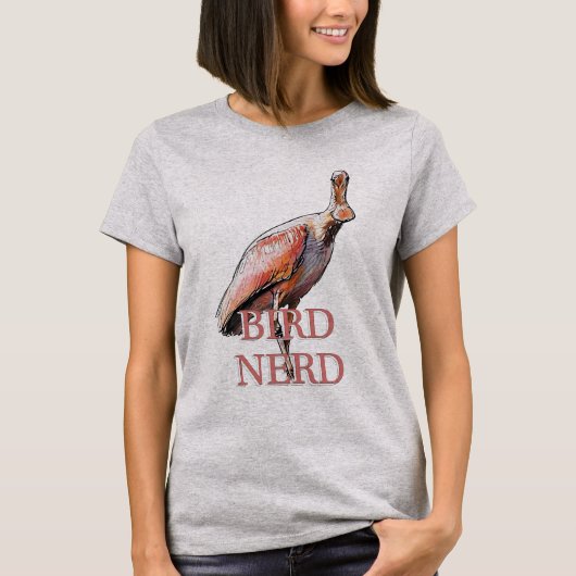 Roseate Spoonbill Bird Nerd T-shirt (Voorkant)