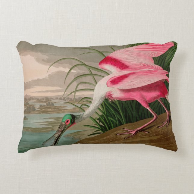 Roseate Spoonbill Birds of America Audubon Print Accent Kussen (Voorkant)