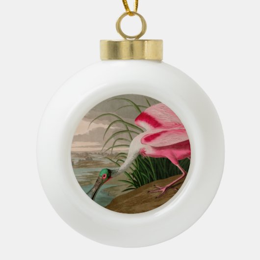 Roseate Spoonbill Birds of America Audubon Print Keramische Bal Ornament (Voorkant)