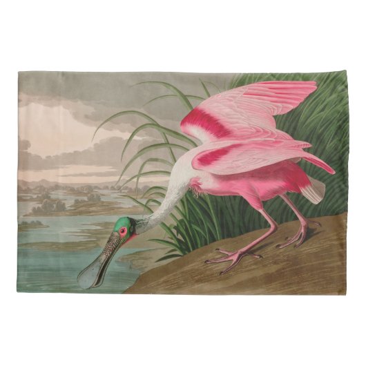 Roseate Spoonbill Birds of America Audubon Print Kussensloop (Achterkant)