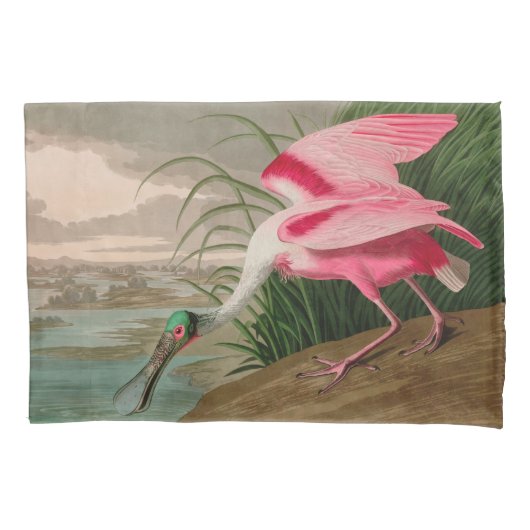 Roseate Spoonbill Birds of America Audubon Print Kussensloop (Voorkant)