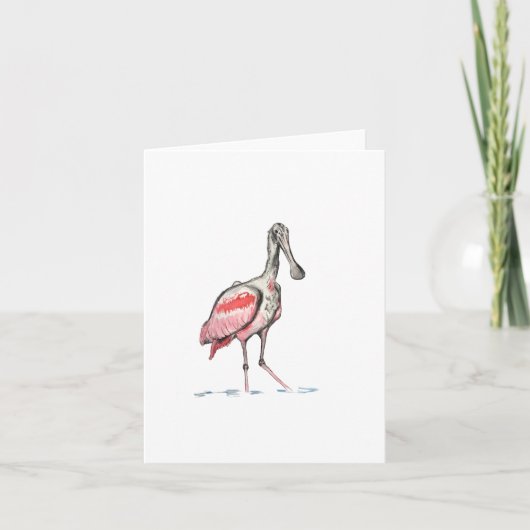 Roseate Spoonbill Folting Note Card Kaart (Voorkant)