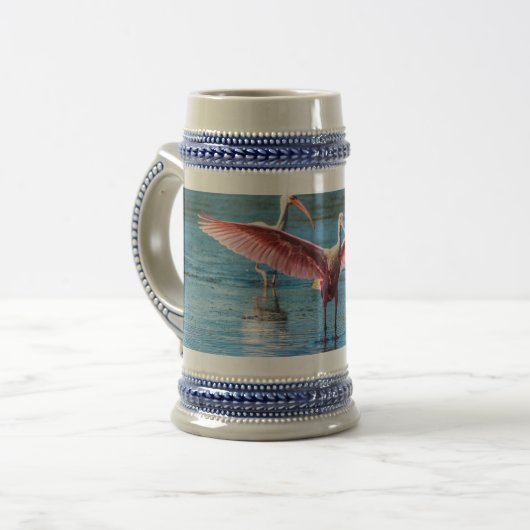 Roseate Spoonbill Grey/Blue 22 oz Stein Bierpul (Voorkant links)