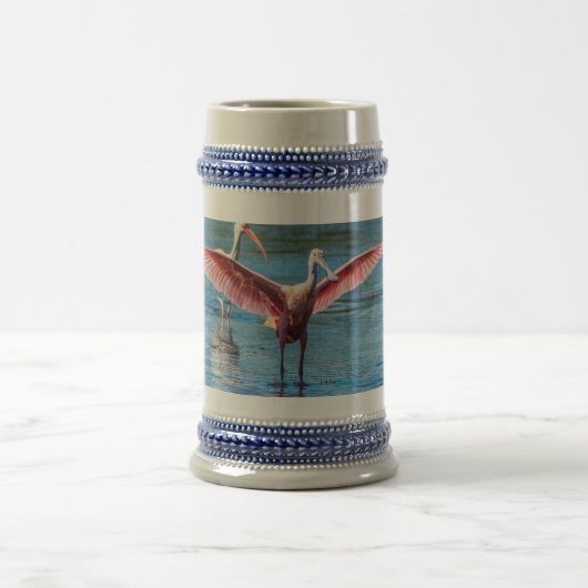 Roseate Spoonbill Grey/Blue 22 oz Stein Bierpul (Center)