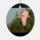 Roseate Spoonbill in vlucht Keramisch Ornament (Links)