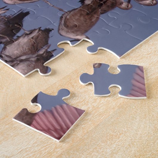 Roseate Spoonbill met Willets in ondiep water Legpuzzel (Zijkant)