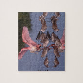 Roseate Spoonbill met Willets in ondiep water Legpuzzel (Verticaal)