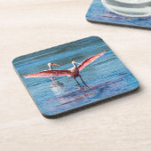 Roseate Spoonbill onderzetters met kurk rugleuning (Linkerzijde)