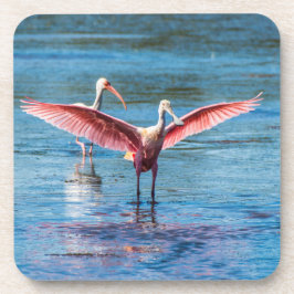 Roseate Spoonbill onderzetters met kurk rugleuning