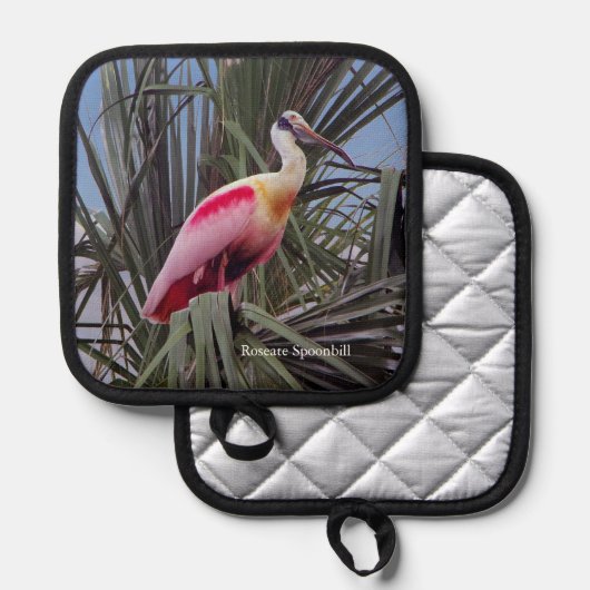 Roseate Spoonbill Oven Mitt en Pot Houders (Voorkant / Achterkant)