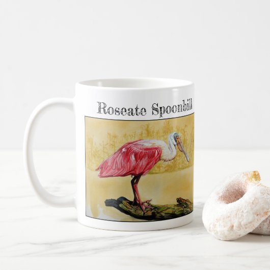 Roseate Spoonbill ( Platalea ajaja ) Koffiemok (Met donut)
