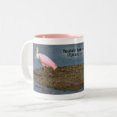 Roseate Spoonbill Reflectie Tweekleurige Koffiemok (Voorkant links)