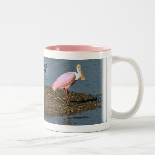 Roseate Spoonbill Reflectie Tweekleurige Koffiemok (Rechts)