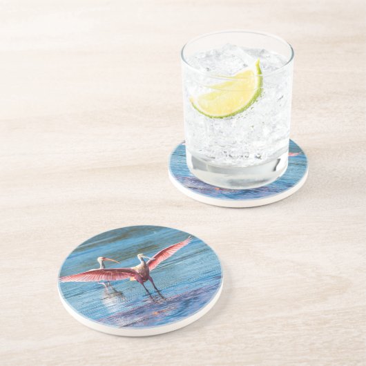 Roseate Spoonbill Sandstone Drink Onderzetter (Zijkant)