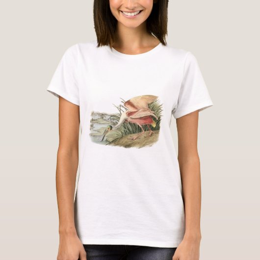 Roseate Spoonbill van Audubon T-shirt (Voorkant)