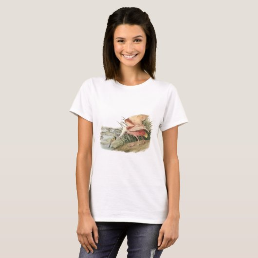 Roseate Spoonbill van Audubon T-shirt (Voorkant volledig)