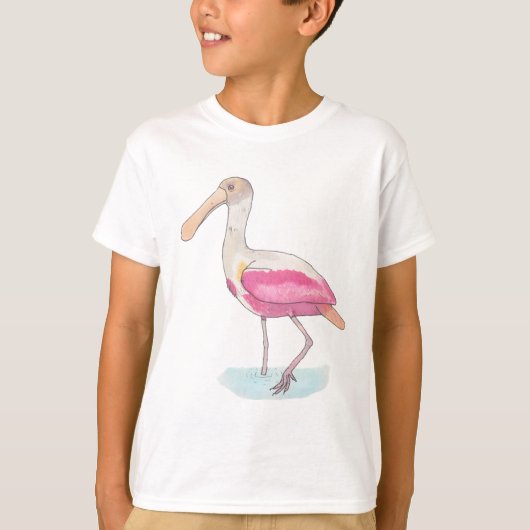 Roseate Spoonbill vogelsoorten waterverf kunst T-shirt (Voorkant)