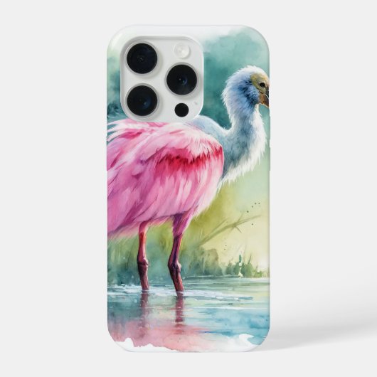 Roseate Spoonbill Watercolor REF97 - Watercolor iPhone Hoesje (Achterkant)