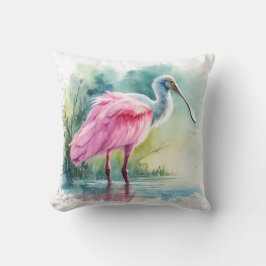 Roseate Spoonbill Watercolor REF97 - Watercolor Kussen
