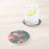 Roseate Spoonbills (Ajaia Ajaja) Landing Zandsteen Onderzetter (Zijkant)