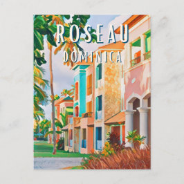 Roseau, de tropische stad Dominique Briefkaart