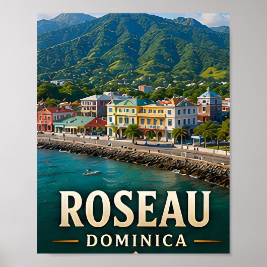 Roseau regenwoud kust en eiland schoonheid poster (Voorkant)
