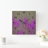 Rosebay Willowherb Clock Vierkante Klok (Huis)