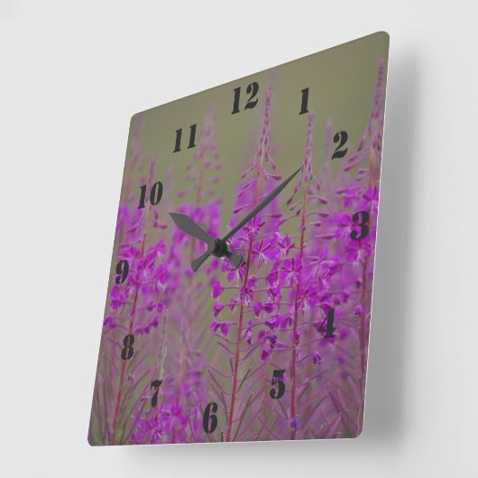 Rosebay Willowherb Clock Vierkante Klok (Hoek)