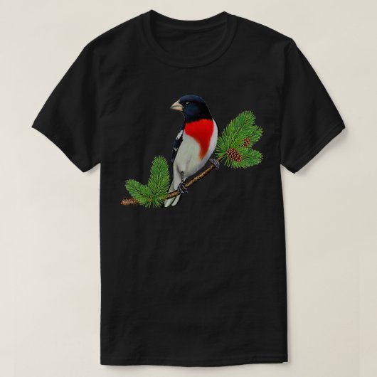 RoseBreasted Grosbeak op Branch Birder Bird Lover T-shirt (Design voorkant)