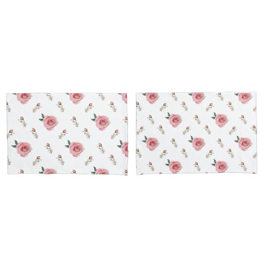 Rosebud Bloom Pillowcases Dubbelzijdig Bloemmotief Kussensloop (Voorkant-Set)