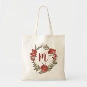 Rosebud Blossom Wreath Modern Monogram Tote Bag (Voorkant)