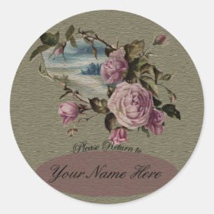 Rosebud Boekplaten Ronde Sticker