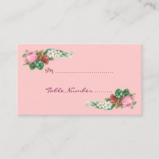 Rosebud en Daisies Custom Table Kaarten Plaatskaartje (Voorkant)