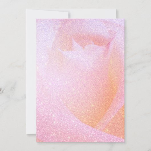 *~* Rosebud Faux Glitter Roze Perzik Huwelijk Kaart (Achterkant)