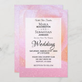 *~* Rosebud Faux Glitter Roze Perzik Huwelijk Kaart (Voorkant / Achterkant)