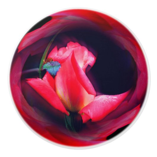 Rosebud Floral Abstracte kunst Keramische Knop (Voorkant)
