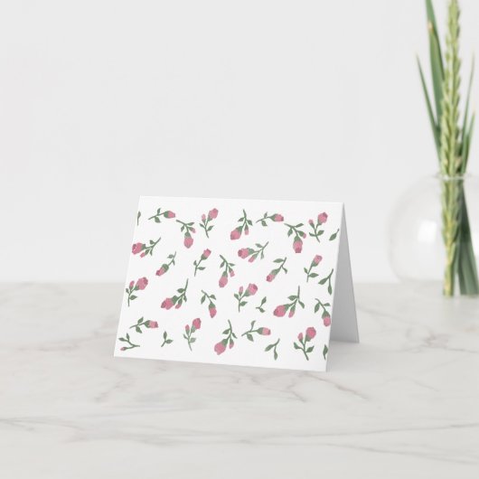 Rosebud Floral Blank Wenskaart Bedankkaart (Voorkant)