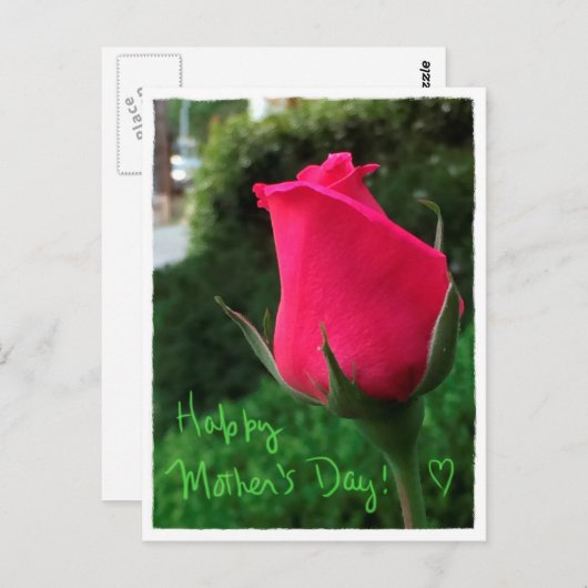 Rosebud Happy Moederdag Briefkaart (Voorkant / Achterkant)