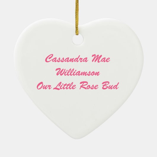 Rosebud Heart Personalized Keepomwille Ornament (Achterkant)