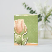  rosebud in groen, briefkaart (Staand voorkant)
