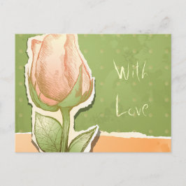 rosebud in groen, briefkaart