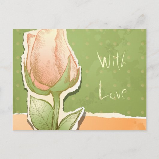  rosebud in groen, briefkaart (Voorkant)