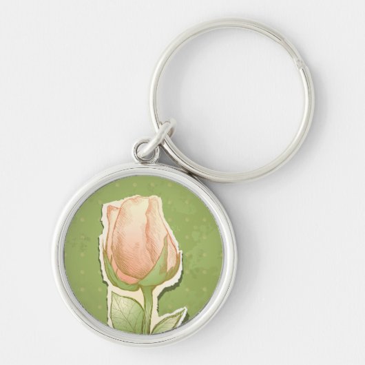  rosebud in groen, sleutelhanger (Voorkant)