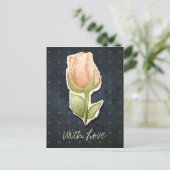  rosebud in zwart briefkaart (Staand voorkant)