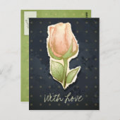  rosebud in zwart briefkaart (Voorkant / Achterkant)